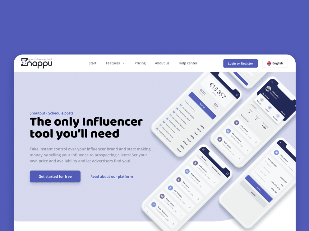 Screenshot of the Znappu website, mobile app, and platform